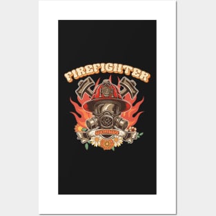 Firefighter woman Fire girl Posters and Art